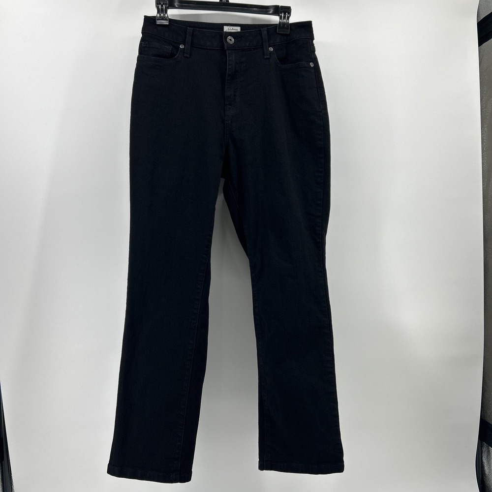 L.L.Bean Jeans Women's 10 Black Straight High Rise Classic Fit Denim Casual Mom